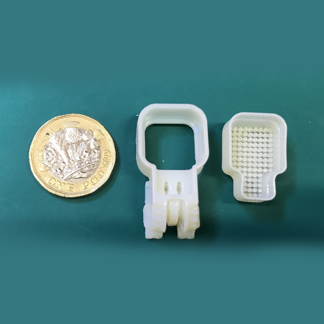 The size of minimised TacTip is similar to human finger tip.